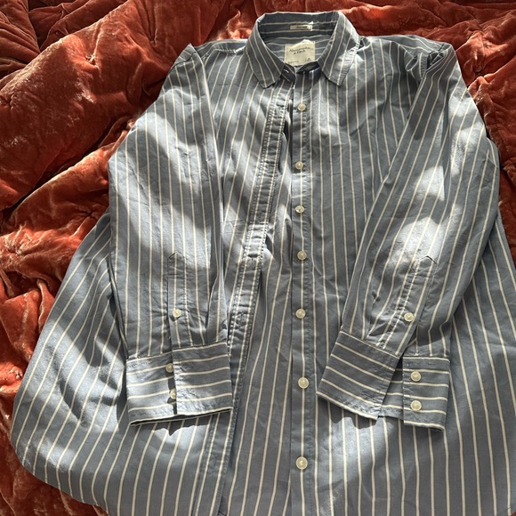 Abercrombie & Fitch Gray Striped Casual Shirt - Picture 1 of 2
